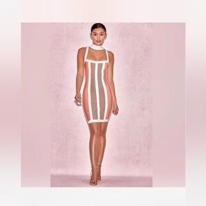 Orange and white House of CB London stripe bodycon dress